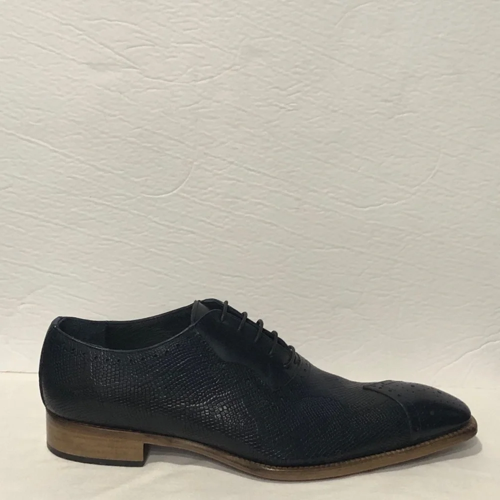 Duca shoes Italian leather navy point toe oxford